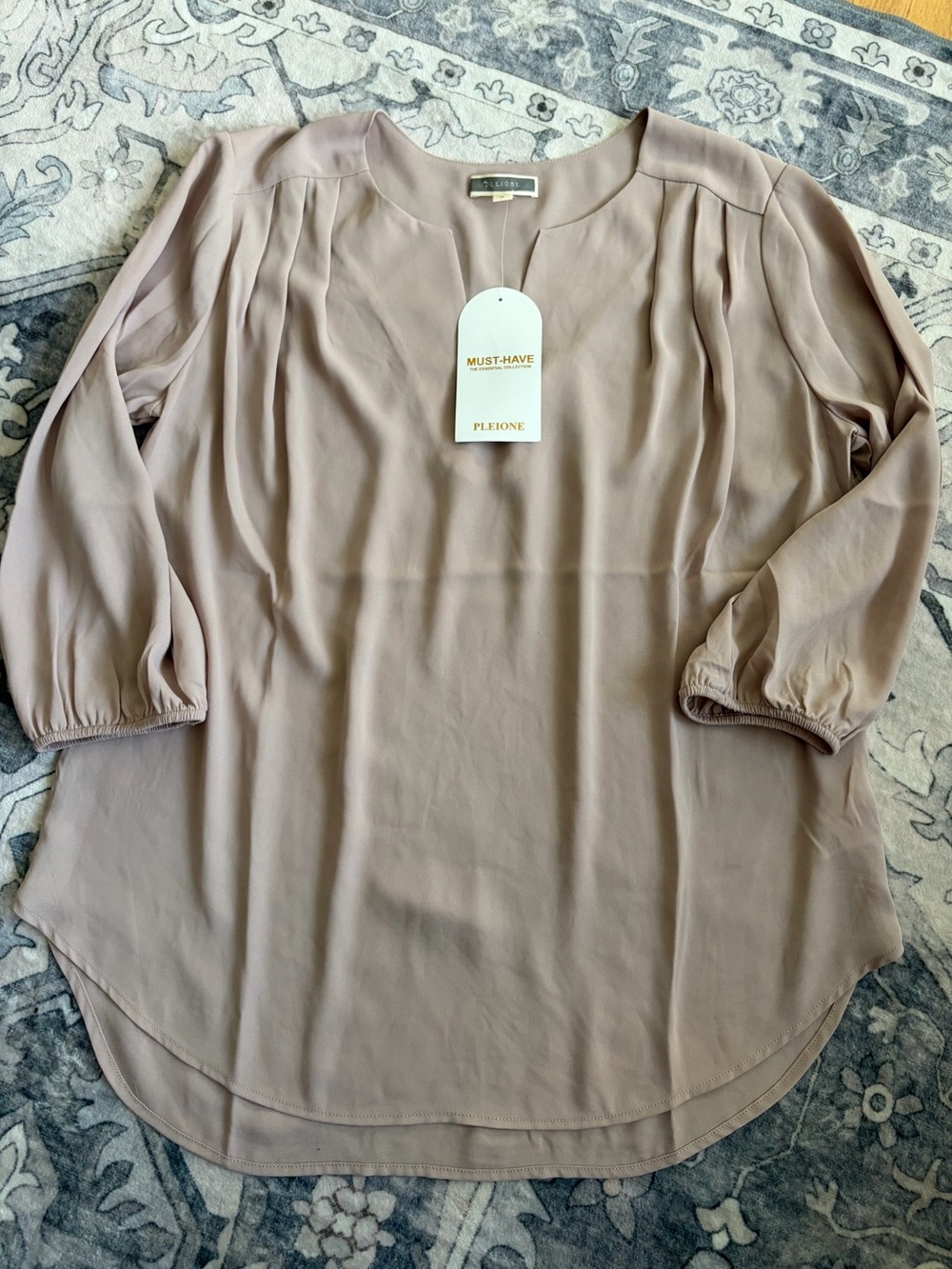 Pleione Dusty Mauve Pleated Shoulder Blouse